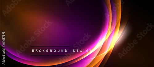 Abstract vibrant waves, orange, purple hues. Smooth gradients create dynamic background design. Modern, elegant visual presentation.
