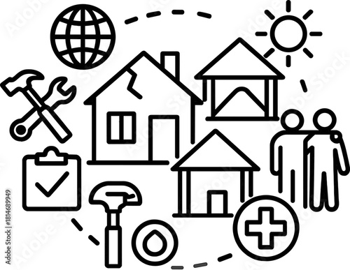 Disaster Relief and Community Support Icons