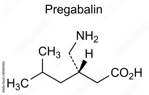 Pregabalin, chemical structure of pregabalin, drug substance