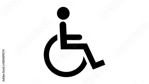 Black wheelchair symbol representing accessibility and disability services for people with physical impairments, isolated on