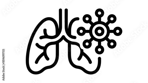 Lungs with virus icon representing respiratory illness, viral infection, pneumonia, or a pandemic disease like coronavirus