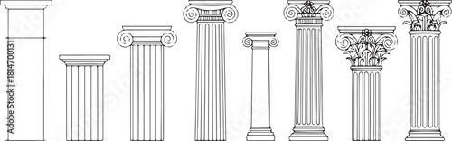 Collection of classical Greek and Roman architectural columns architecture ancient