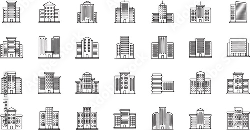 Outline Icons of Various Office Buildings whisk 31543b0a472d0ba93794730290ff7940dr