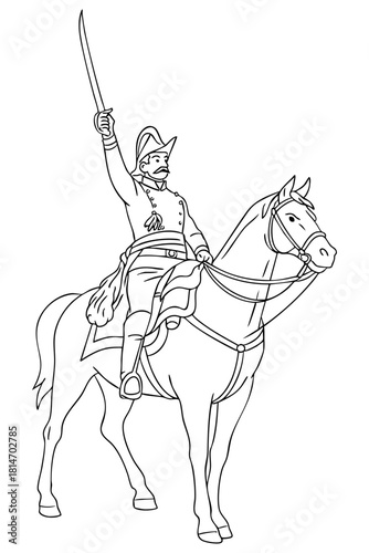 Ilustração de Dom Pedro I às margens do Rio Ipiranga na Independência do Brasil, dia 7 de setembro de 1822. Independência ou morte. 