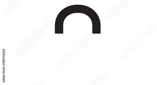 Minimal abstract black arc creates a simple curved motif and open negative space.