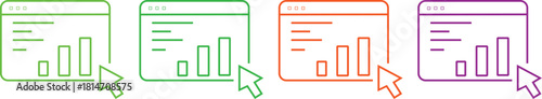 Web Analytics and Data Report Click Icon Set