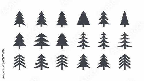 set of christmas trees