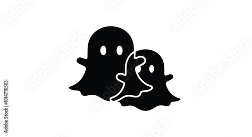 A trio of playful, shadowy ghosts huddled together with a sense of friendly camaraderie
