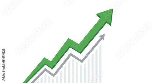 Visually striking green arrow trending upwards, symbolizing growth and success in business, finance, and investment strategies for a brighter future
