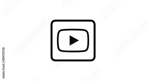 Simple play button icon inside a rounded square outline, representing video or media playback.