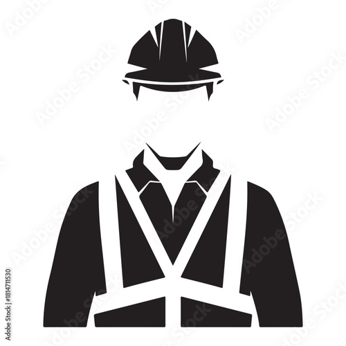 Construction Worker Silhouette Icon – Professional Laborer Symbol for Industry, Engineering, and Building Projects