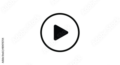 Simple black play button icon on a clean white background, symbolizing action and starting.