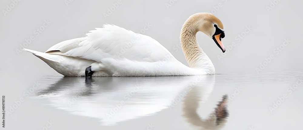 Obraz premium Swan reflecting on serene lake