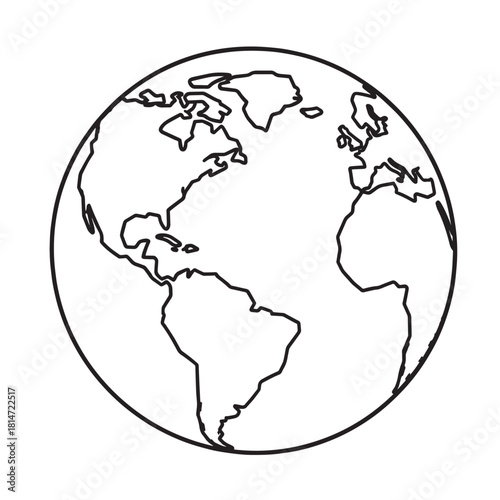 Minimalistic Globe Illustration Showing Earth on a White Background for Global Perspective.