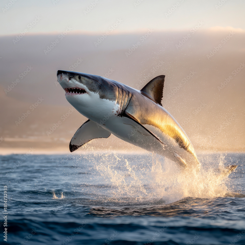 Fototapeta premium Great white shark breaching