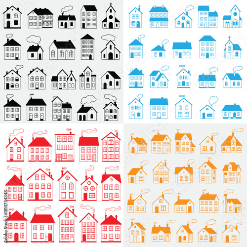 Real estate house icon set vector illustration for business web and finance design