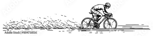 fast cyclist on a road bike gravel action sketch vector