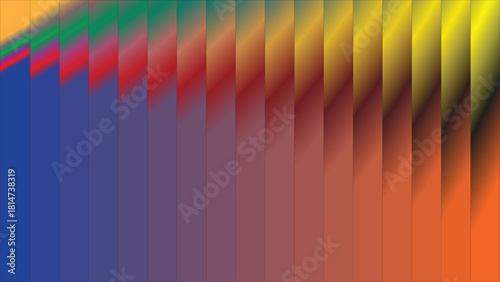 Modern Abstract Vertical Slat Background Featuring Diagonal Blue Purple and Golden Yellow Gradient