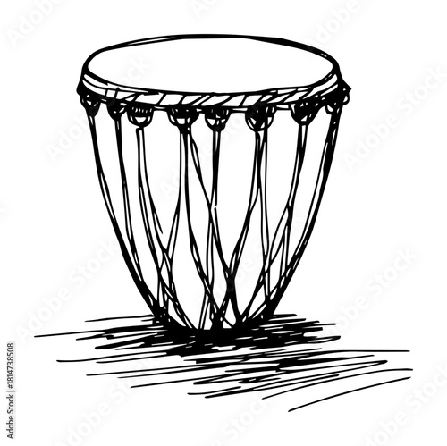 hand drawn djembe drum african percussion sketch