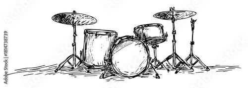 sketched drum kit percussion instrument illustration