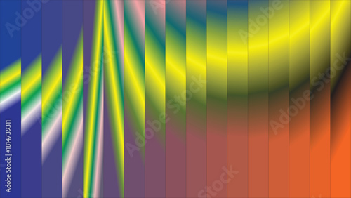 Abstract Vertical Stripes Background Featuring Vibrant Yellow and Blue Gradient Waveform Pattern