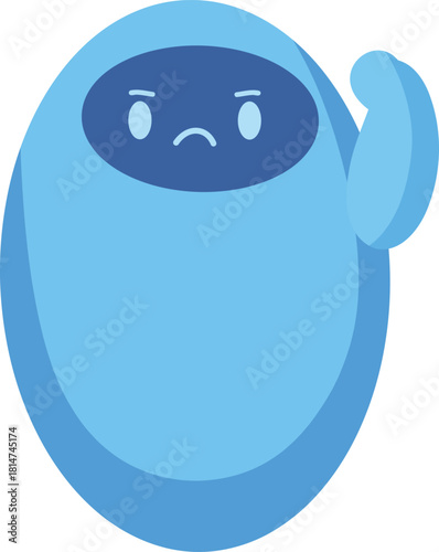Angry Blue Robot Mascot Character