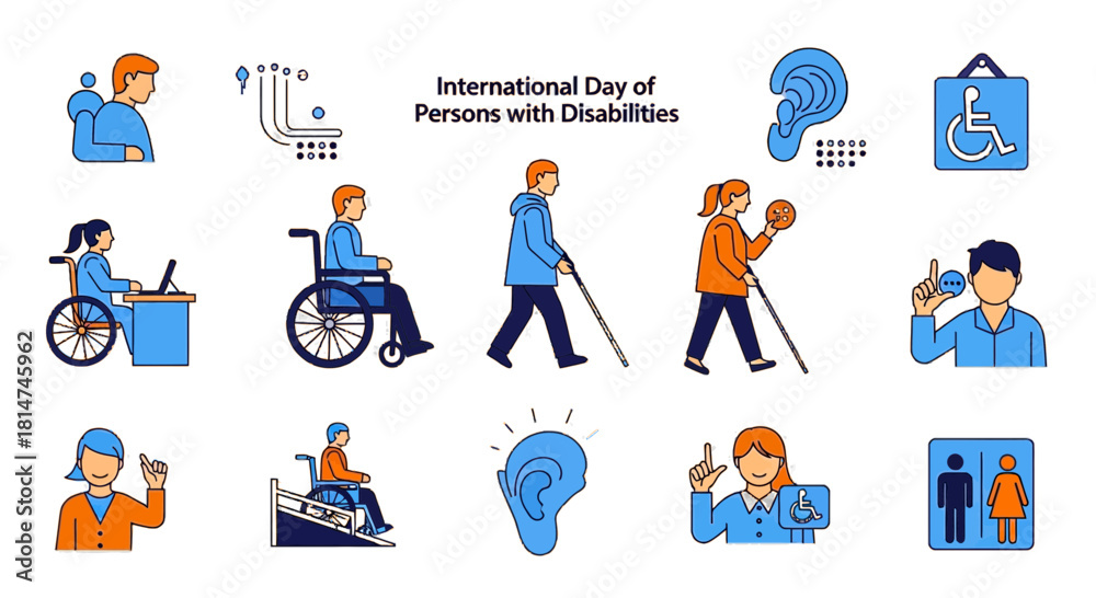 Fototapeta premium Celebrating International Day of Persons with Disabilities with Inclusive Designs, Promoting Awareness and Accessibility for Everyone, A Modern, Empathic and Supportive Community