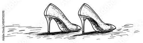 high heel shoes fashion sketch drawing