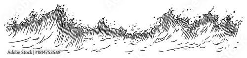 ocean waves hand drawn illustration