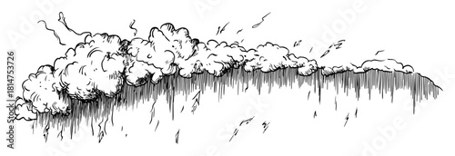 storm clouds with rain hand drawn sketch