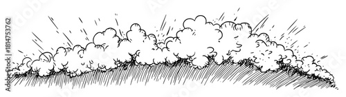 cloud explosion with grass field sketch