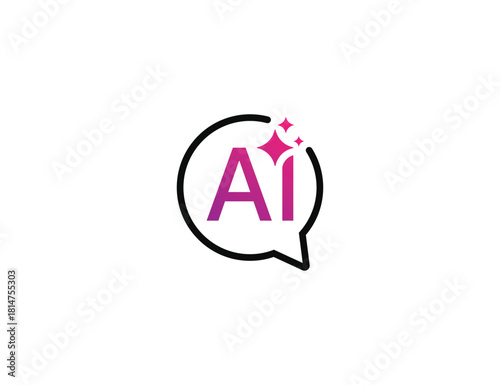 Ai chat message logo. artificial intelligence with speech bubble icon symbol sign Design Element. Vector illustration template