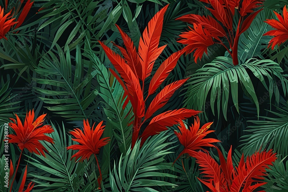 Fototapeta premium red and green leaves