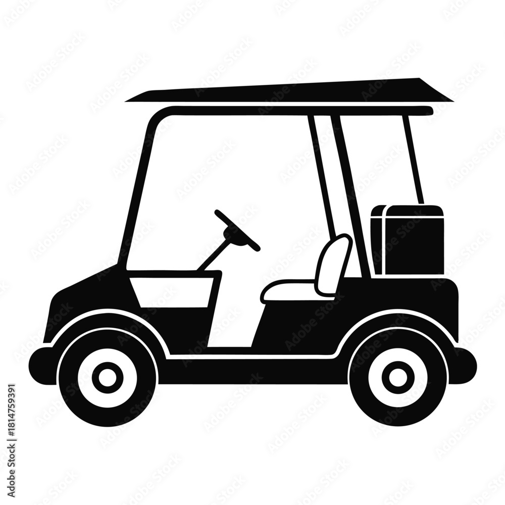 Fototapeta premium golf cart black and white silhouette on white background