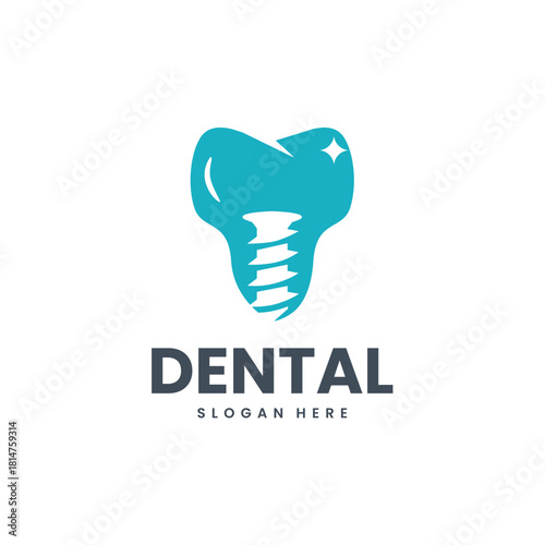teeth implant symbol. brand design concept for dental clinic, dental care, dentistry, orthopedic, and etc.