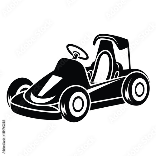 go kart black and white silhouette on white background