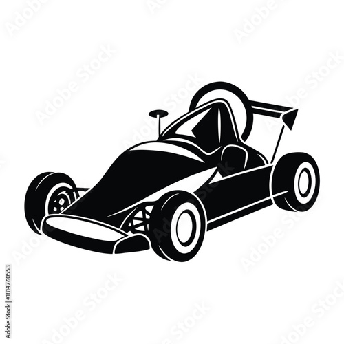 go kart black and white silhouette on white background