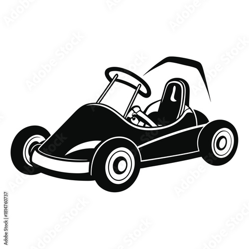 go kart black and white silhouette on white background