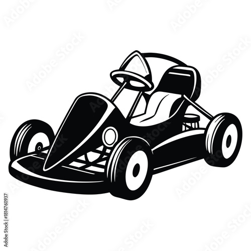 go kart black and white silhouette on white background