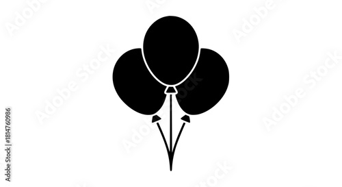 Open balloons black white icon