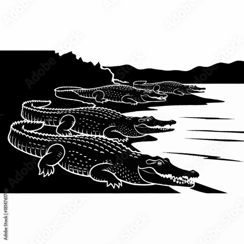 Alligators in a Row - A Study in Reptilian Movement.