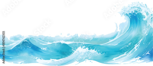 Blue ocean wave illustration and sea water splash background design