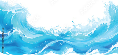 Clean, fresh blue water wave and splash vector illustration for an ocean or sea backdrop design