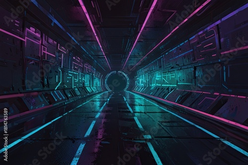 blue tunnel with light