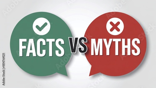 Uncover the truth with facts versus myths concept in vibrant green and red, perfect for educational content and marketing campaigns
