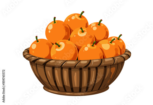 A Rustic Basket Filled with Juicy, Freshly Harvested Oranges Gleaming with Natural Ripeness and Vibrant Colors Ready for a Refreshing Treat