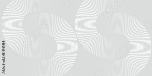 White geometric abstract background overlapping layers on bright space with line effect decoration. Circle style concept