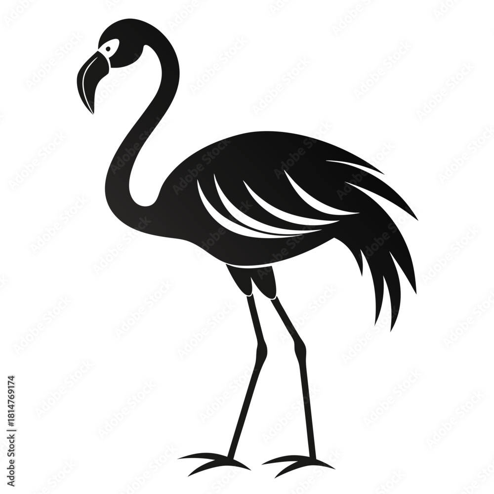 Obraz premium flamingo bird black and white silhouette on white background