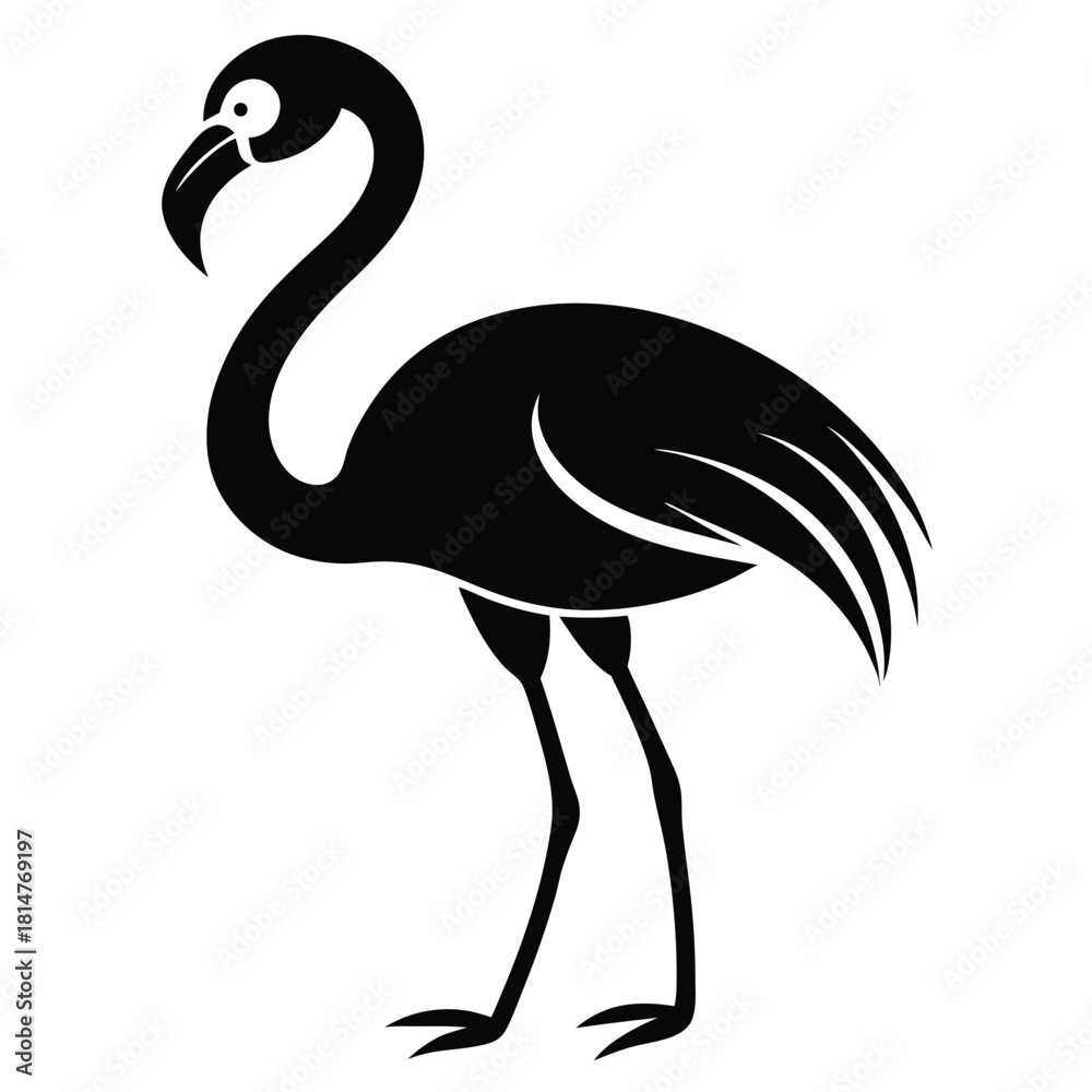 Obraz premium flamingo bird black and white silhouette on white background