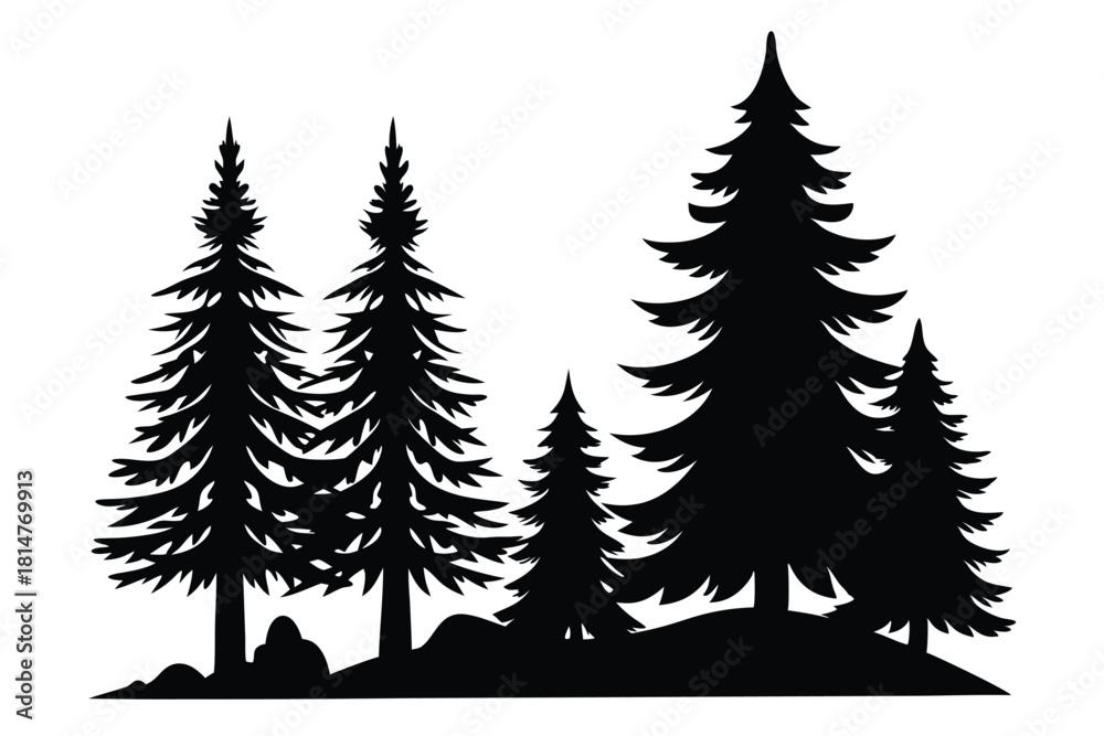 Obraz premium pine tree silhouettes vector